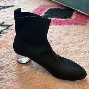 Zara black soft ankle boots with lucite heel